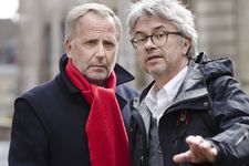 Friends reunited: Fabrice Luchini (left) and director Christian Vincent on the set of Courted (L’Hermine)